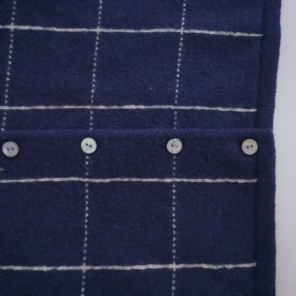 Karen Scott Navy Windowpane Cardigan Sweater Wool Classic A Preppy Cabincore 1X - Picture 5 of 12